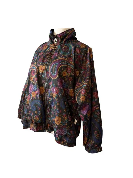 Vtg Pierre Cardin Womens Jacket Large Multicolor Paisley Elastic Hem Cuffs Zippe - Picture 7 of 16